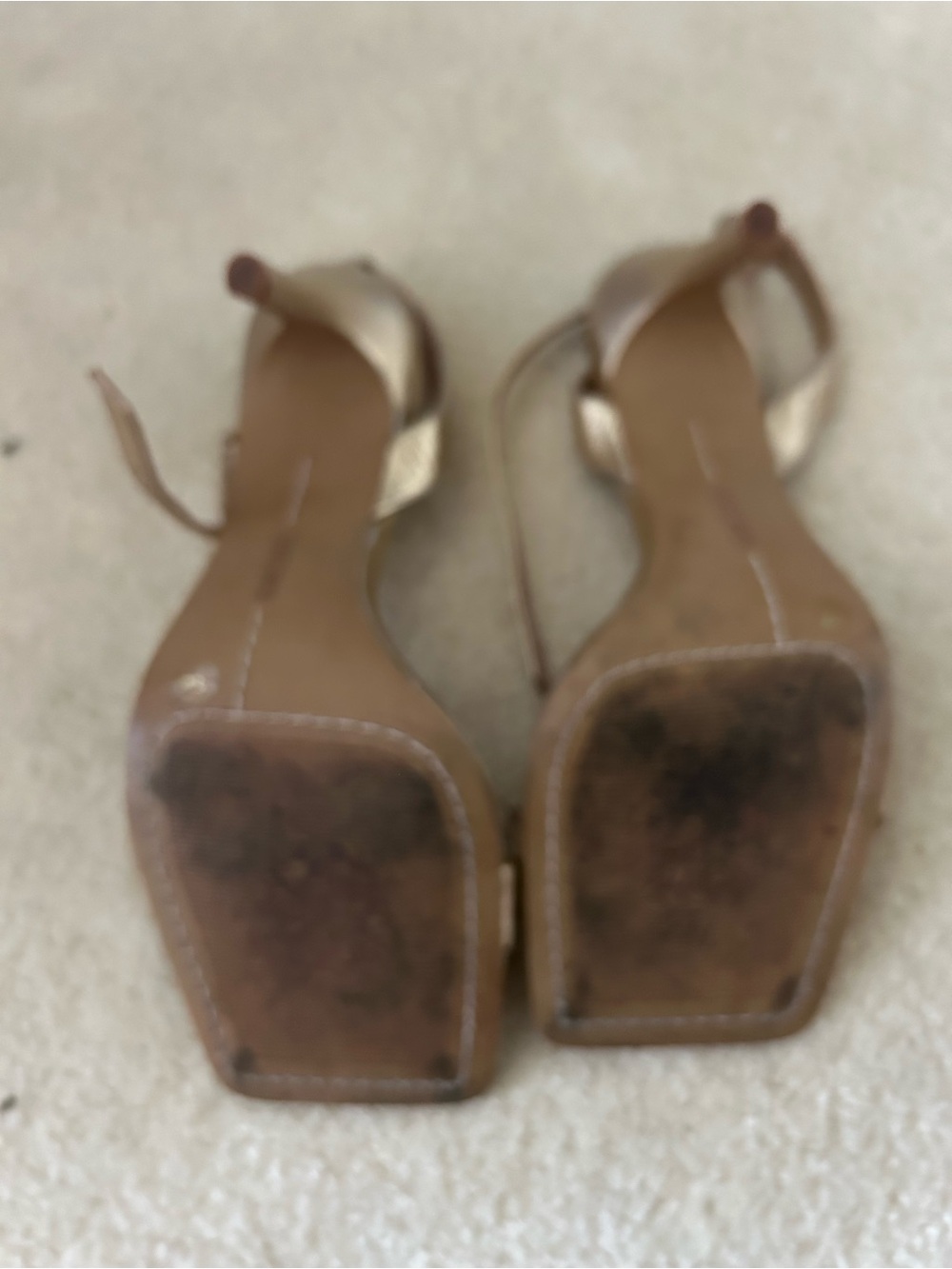 Vince Camuto Gold Ankle-Strap Square-Toe Heels - Picture 4 of 4